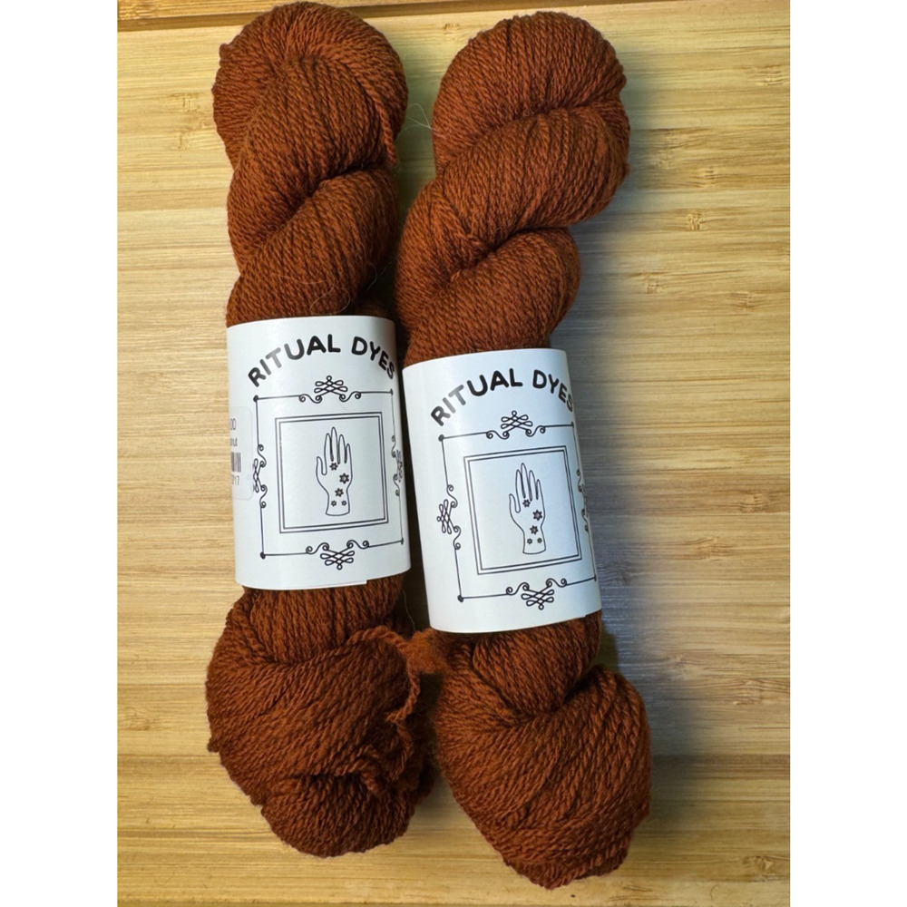 2x Ritual Dyes Maven Chestnut Yarn 100% Rambouillet Wool Fingering Full Skein